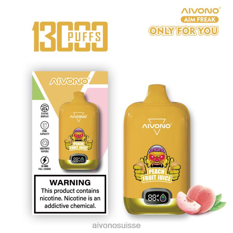 Aivono Puffs - Aivono AIM FREAK 13000 jus de pêche L4RV0245