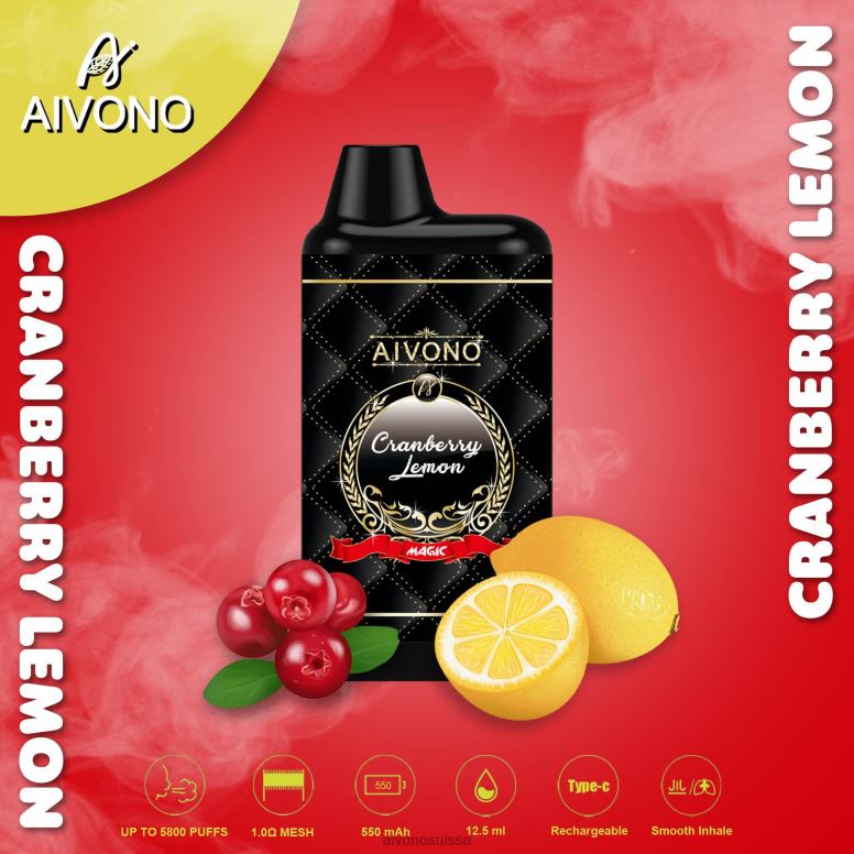 Aivono Puffs - Aivono AIM MAGIC cigarette de boîte de 5800 bouches citron canneberge L4RV089