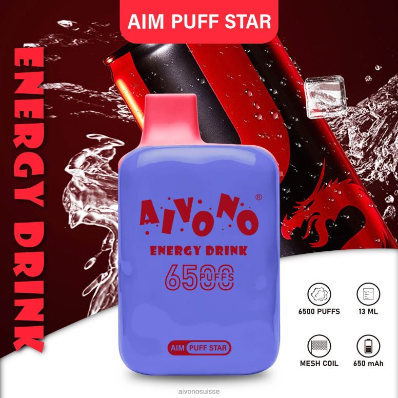 Aivono Puffs - Aivono AIM PUFF STAR 6500 boisson énergisante L4RV0293