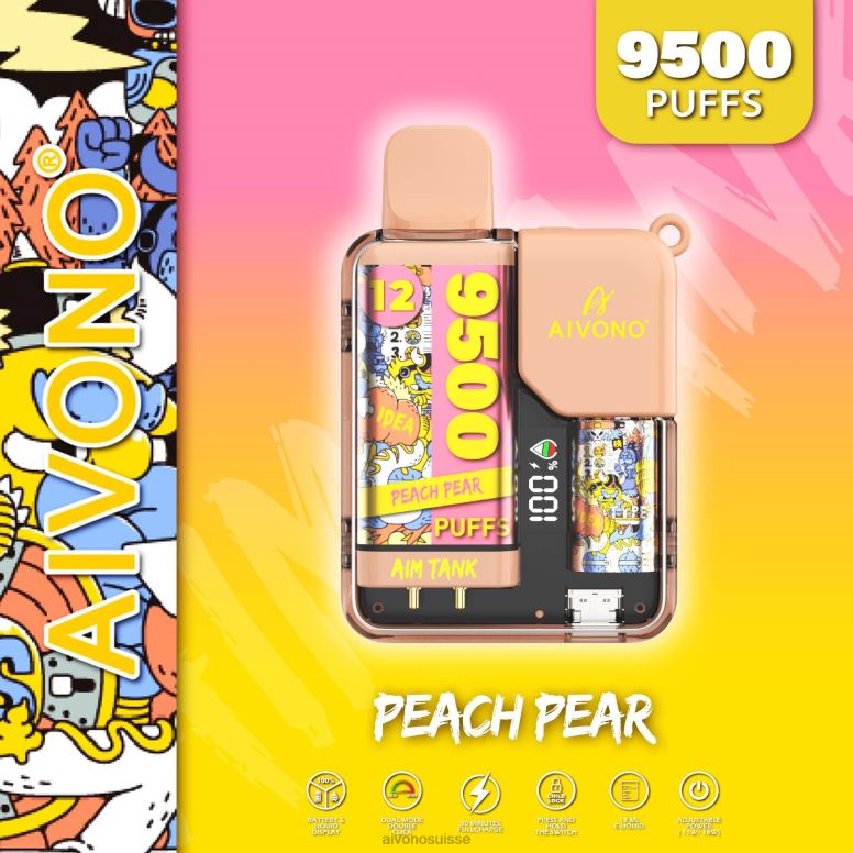 Aivono Puffs - Aivono AIM TANK 9500 pêche poire L4RV041