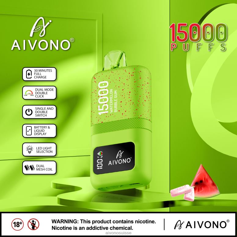 Aivono Puffs - Aivono AIM magic 15000 bubble-gum à la pastèque L4RV065