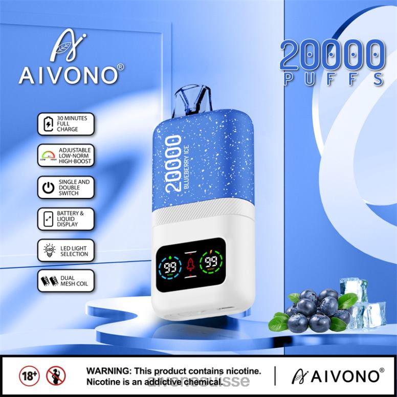 Aivono Puffs - Aivono AIM magic 20000 glace aux myrtilles L4RV073