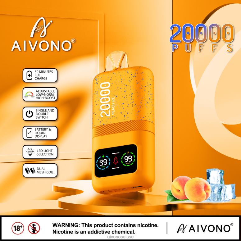 Aivono Puffs - Aivono AIM magic 20000 glace à la pêche L4RV085