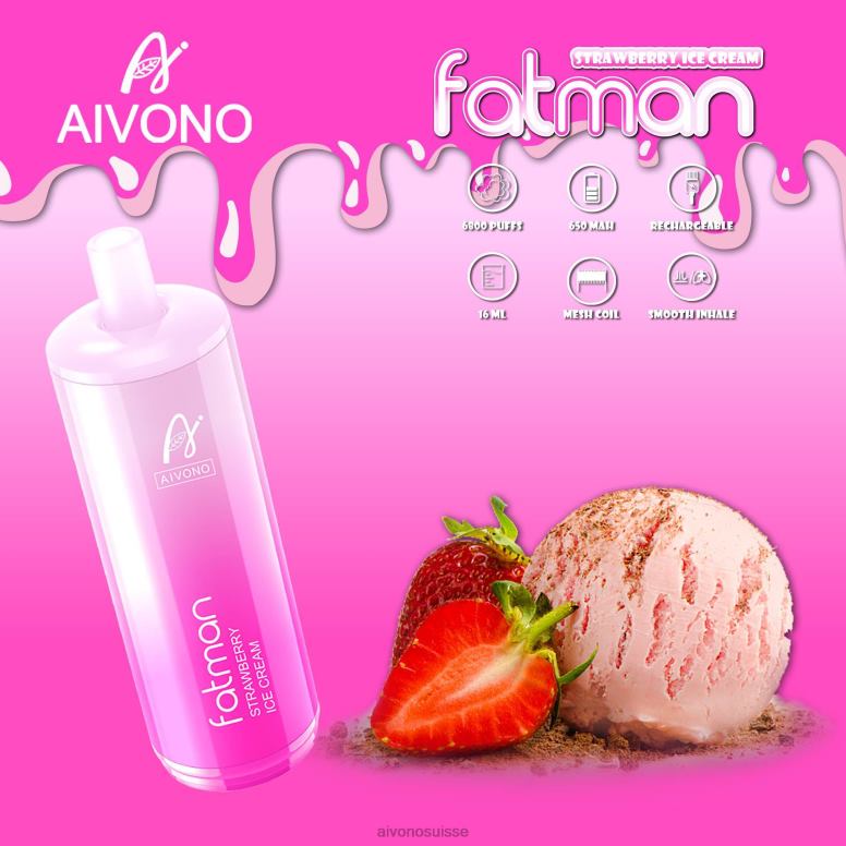 Aivono Puffs - Aivono FATMAN 6800 glace à la fraise L4RV021