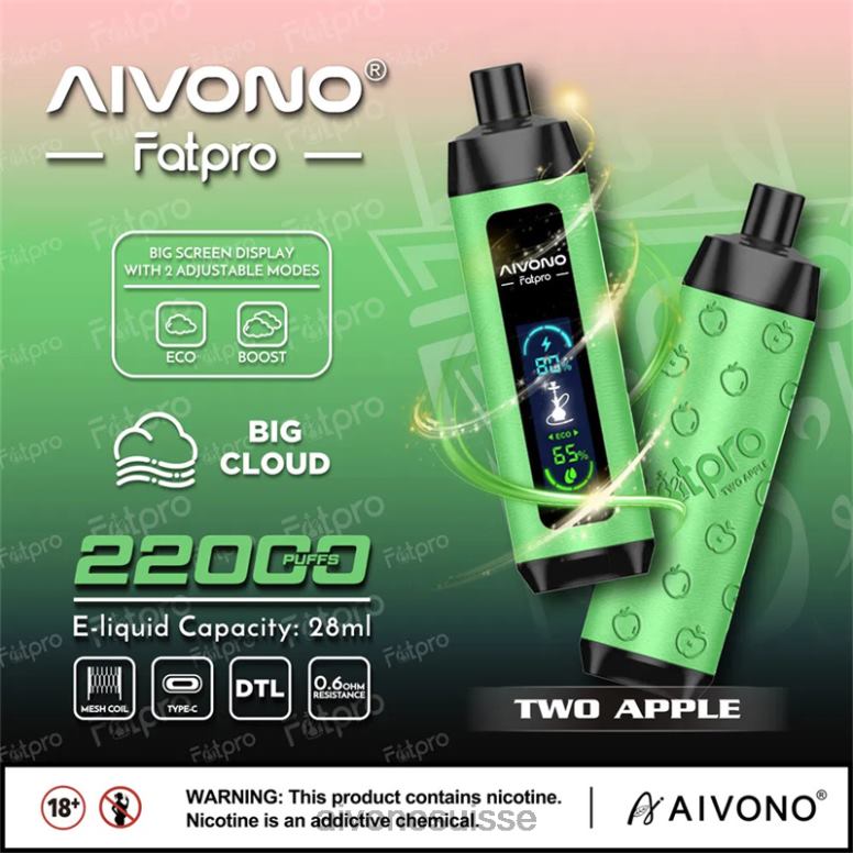 Aivono Puffs - Aivono Fatpro 22000 deux pommes L4RV01