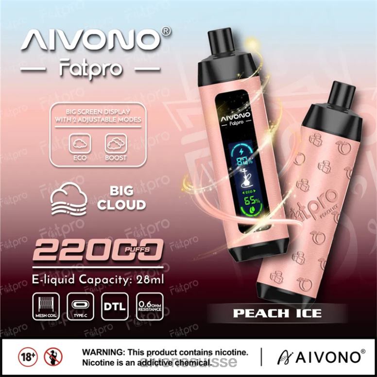 Aivono Puffs - Aivono Fatpro 22000 glace à la pêche L4RV05
