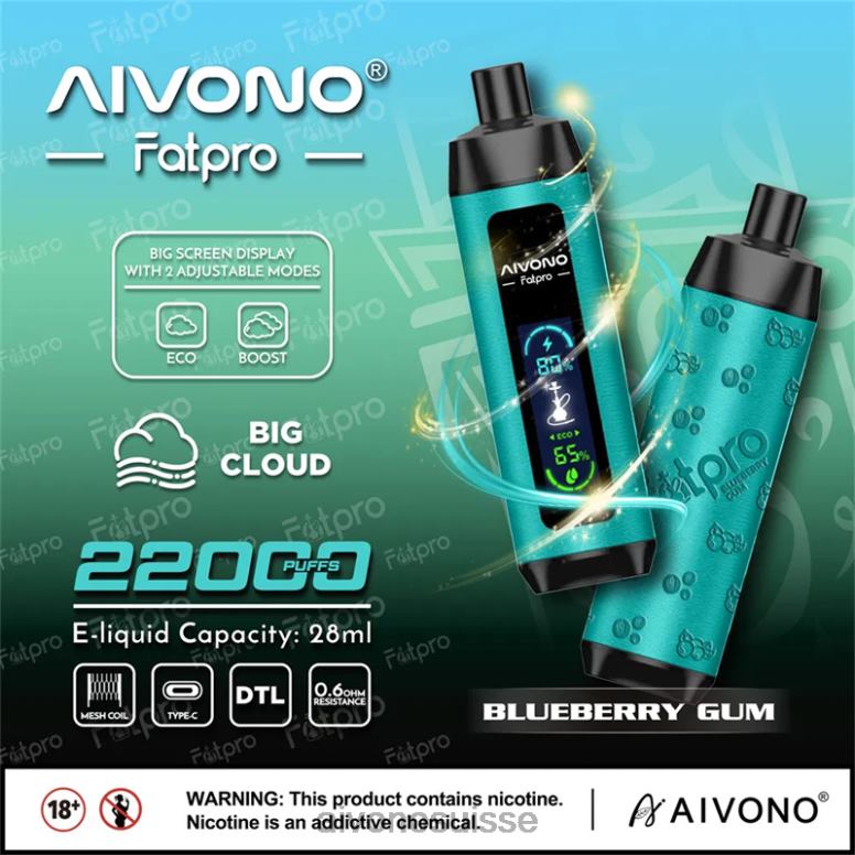 Aivono Puffs - Aivono Fatpro 22000 gomme de myrtille L4RV09