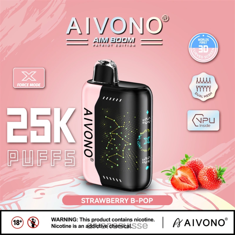 Aivono Suisse - Aivono AIM BOOM 25000 b-pop à la fraise L4RV0352