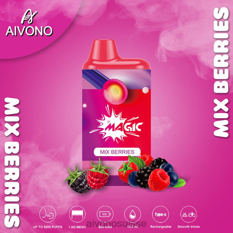 Aivono Suisse - Aivono AIM MAGIC cigarette de boîte de 5800 bouches mélanger les baies L4RV0100
