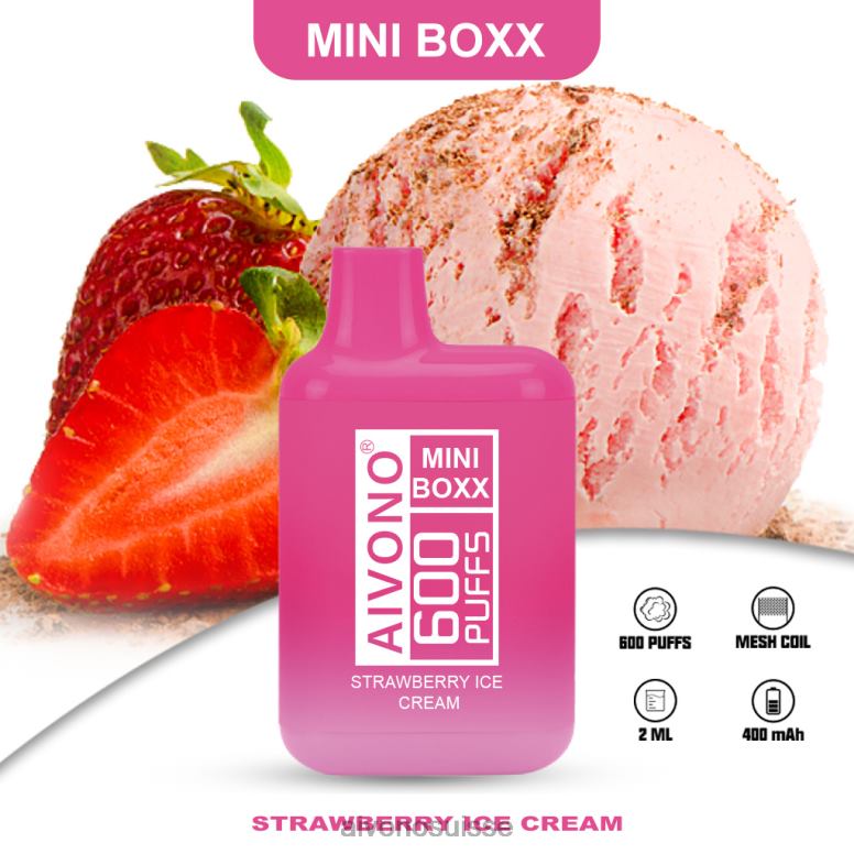 Aivono Suisse - Aivono AIM MINI BOXX 600 glace à la fraise L4RV0232