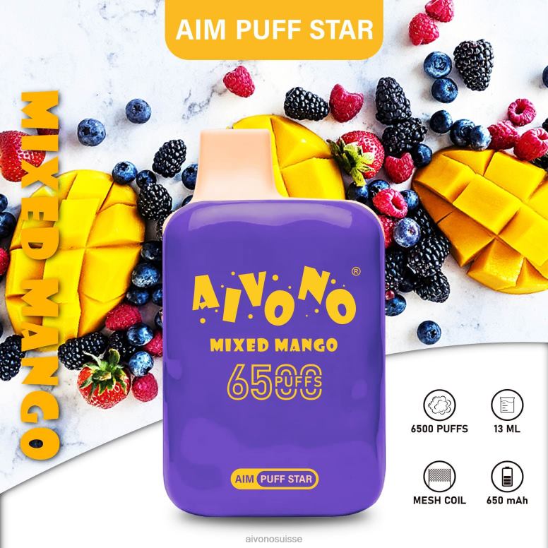 Aivono Suisse - Aivono AIM PUFF STAR 6500 mangue mélangée L4RV0296