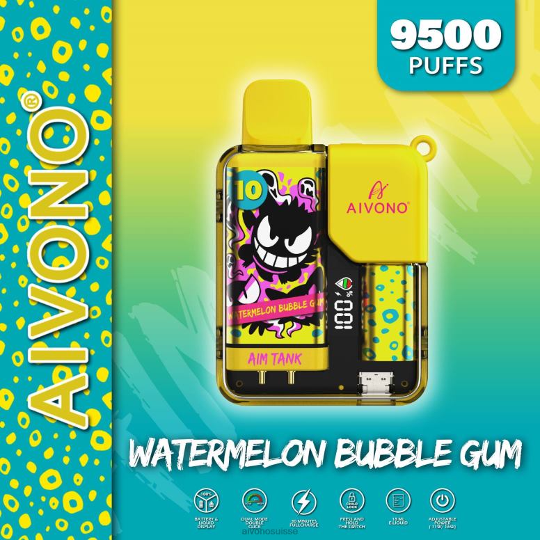 Aivono Suisse - Aivono AIM TANK 9500 bubble-gum à la pastèque L4RV044