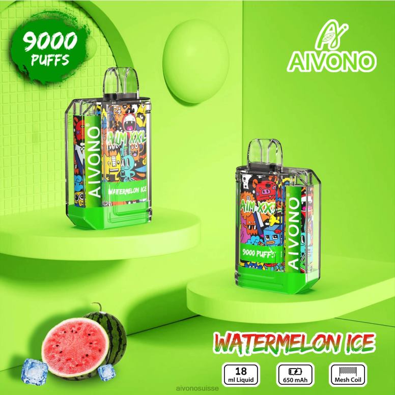 Aivono Suisse - Aivono AIM XXL Autocollant bouche 9000 transparent glace à la pastèque L4RV048
