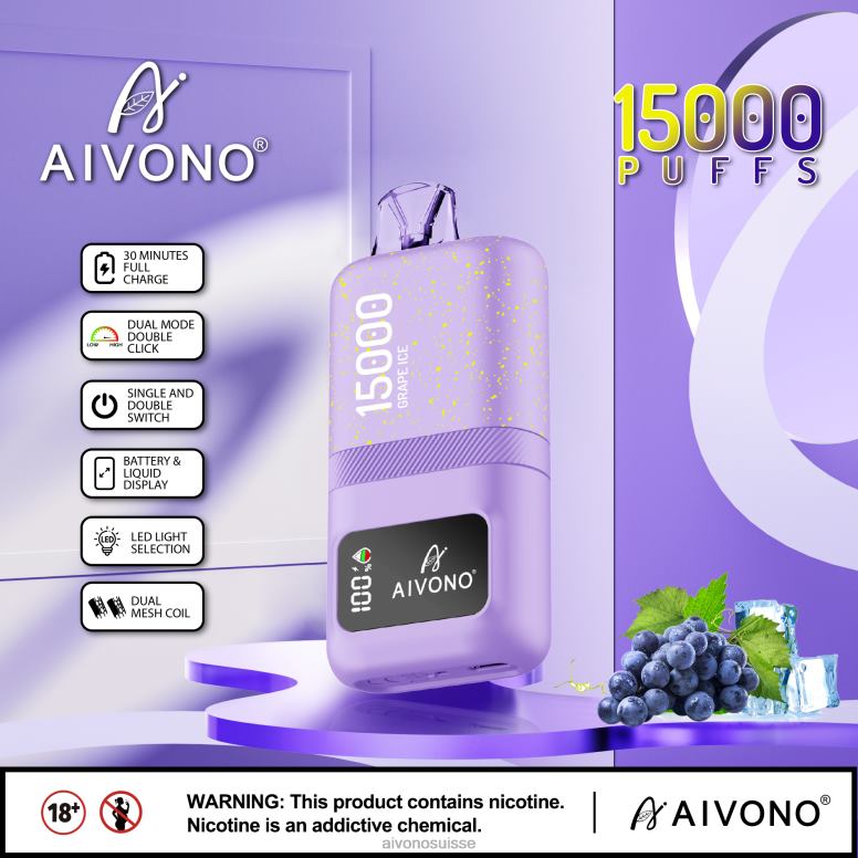 Aivono Suisse - Aivono AIM magic 15000 glace aux raisins L4RV060