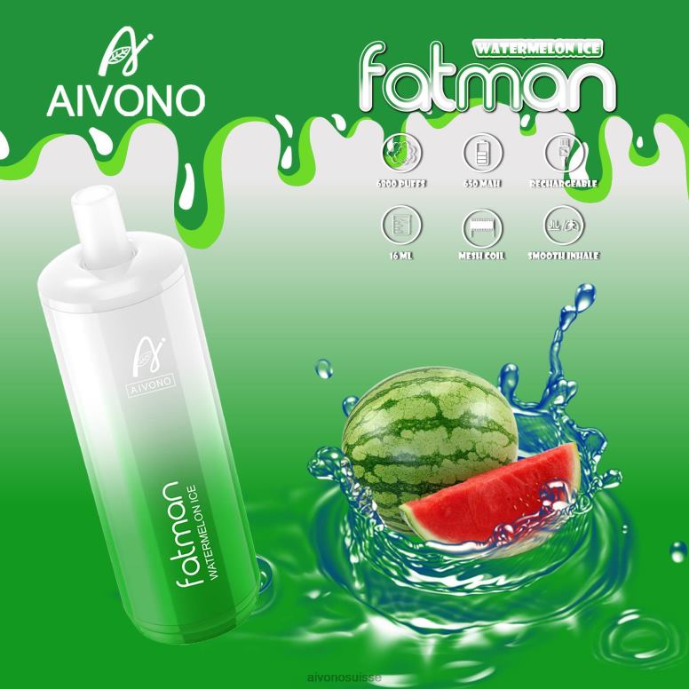 Aivono Suisse - Aivono FATMAN 6800 glace à la pastèque L4RV028
