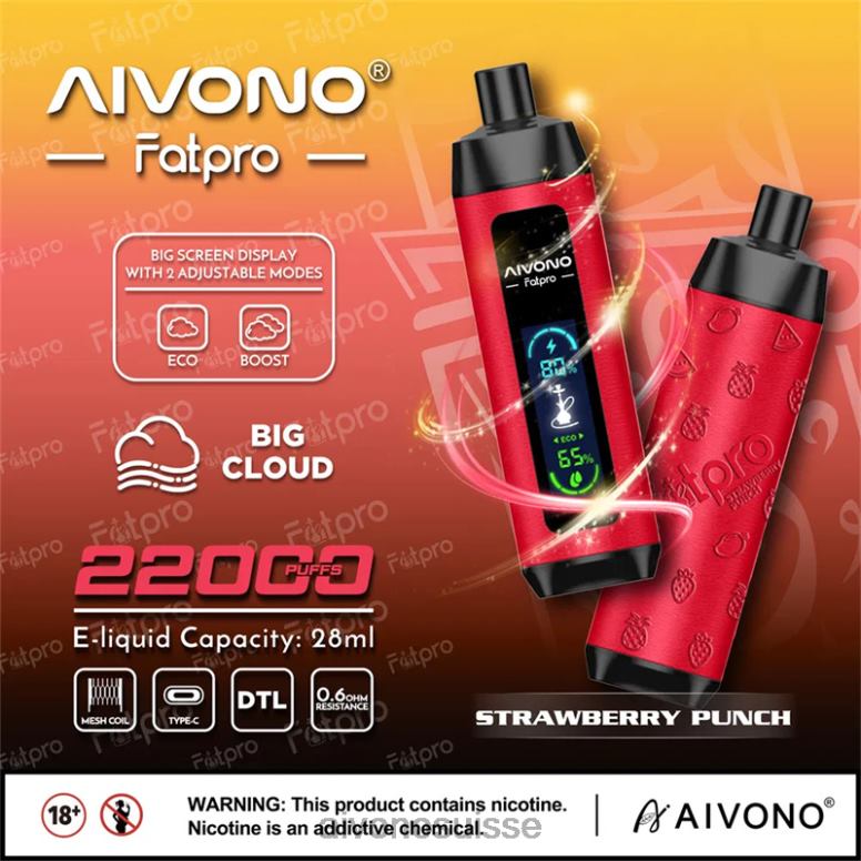 Aivono Suisse - Aivono Fatpro 22000 punch aux fraises L4RV08