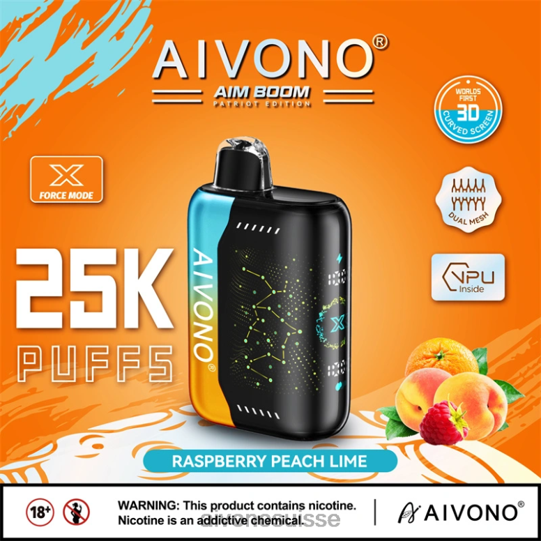 Aivono Vape - Aivono AIM BOOM 25000 framboise pêche citron vert L4RV0350