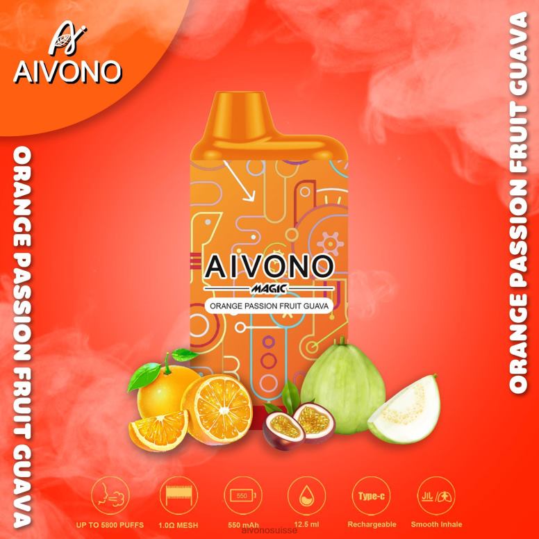 Aivono Vape - Aivono AIM MAGIC cigarette de boîte de 5800 bouches goyave orange fruit de la passion L4RV090