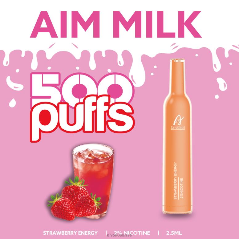 Aivono Vape - Aivono AIM MILK 500 énergie fraise L4RV0266