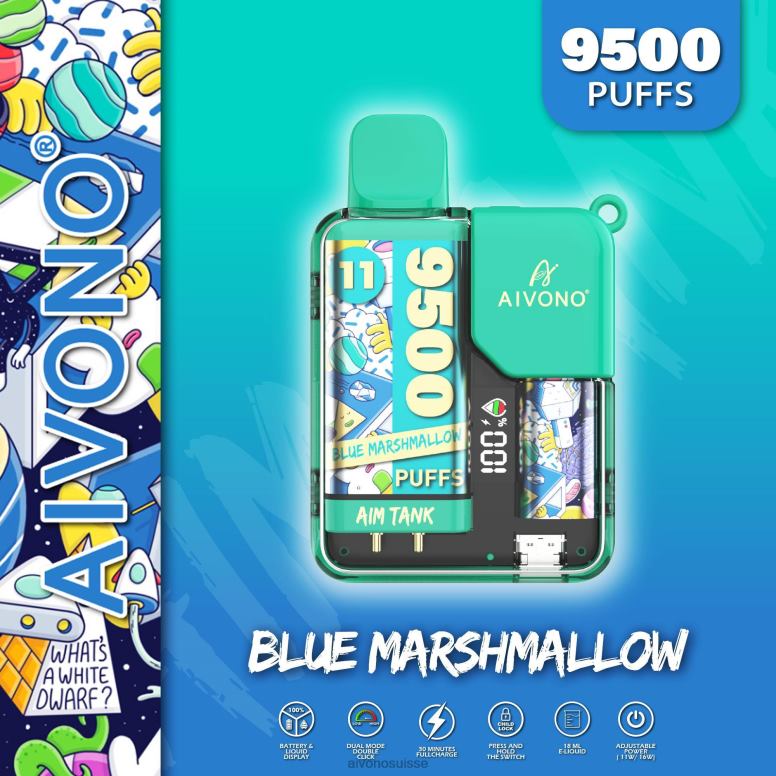 Aivono Vape - Aivono AIM TANK 9500 guimauve bleue L4RV042