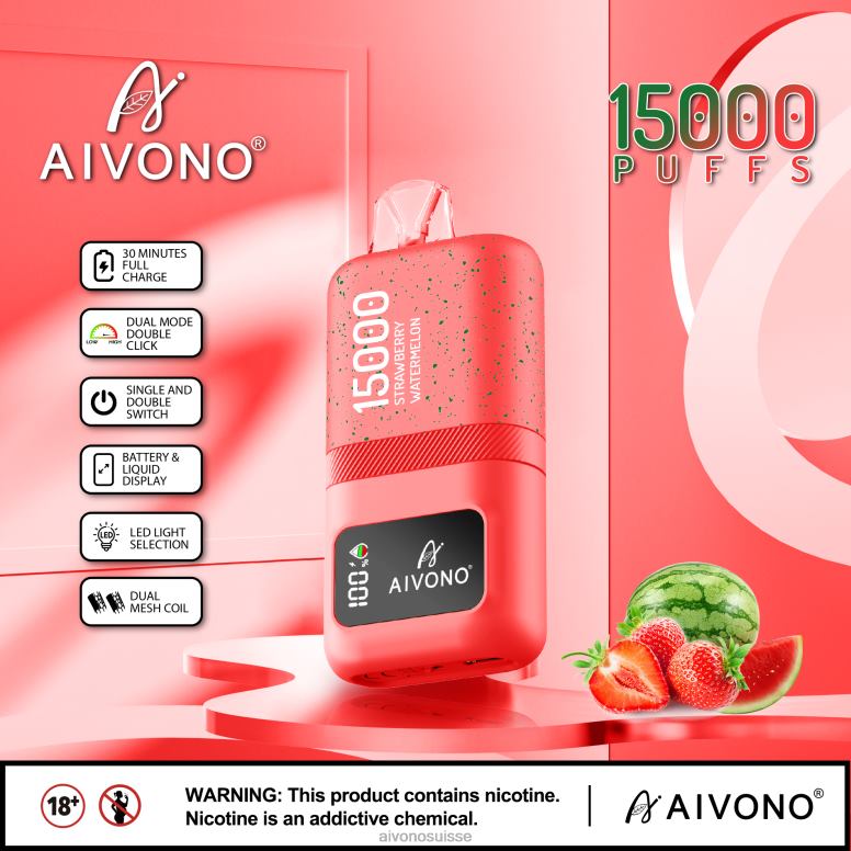 Aivono Vape - Aivono AIM magic 15000 pastèque fraise L4RV058