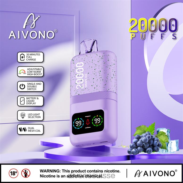 Aivono Vape - Aivono AIM magic 20000 glace aux raisins L4RV086