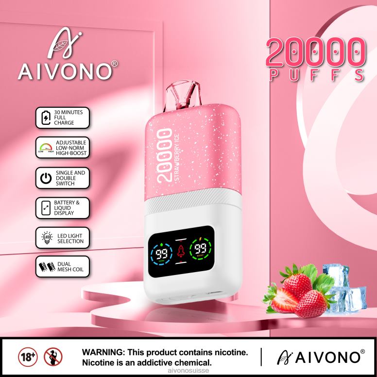 Aivono Vape - Aivono AIM magic 20000 glace à la fraise L4RV074