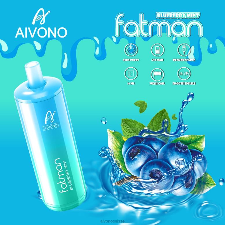 Aivono Vape - Aivono FATMAN 6800 menthe myrtille L4RV022