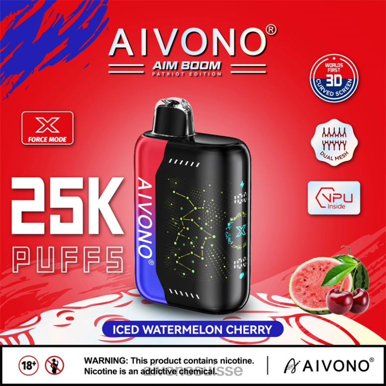 Aivono Vape Review - Aivono AIM BOOM 25000 cerise pastèque glacée L4RV0347