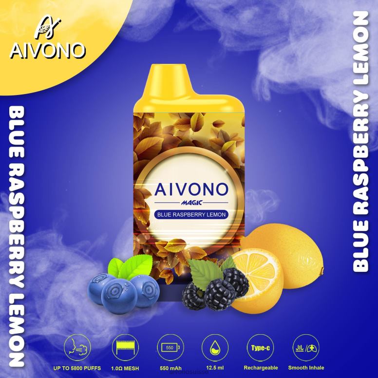 Aivono Vape Review - Aivono AIM MAGIC cigarette de boîte de 5800 bouches citron framboise bleue L4RV091
