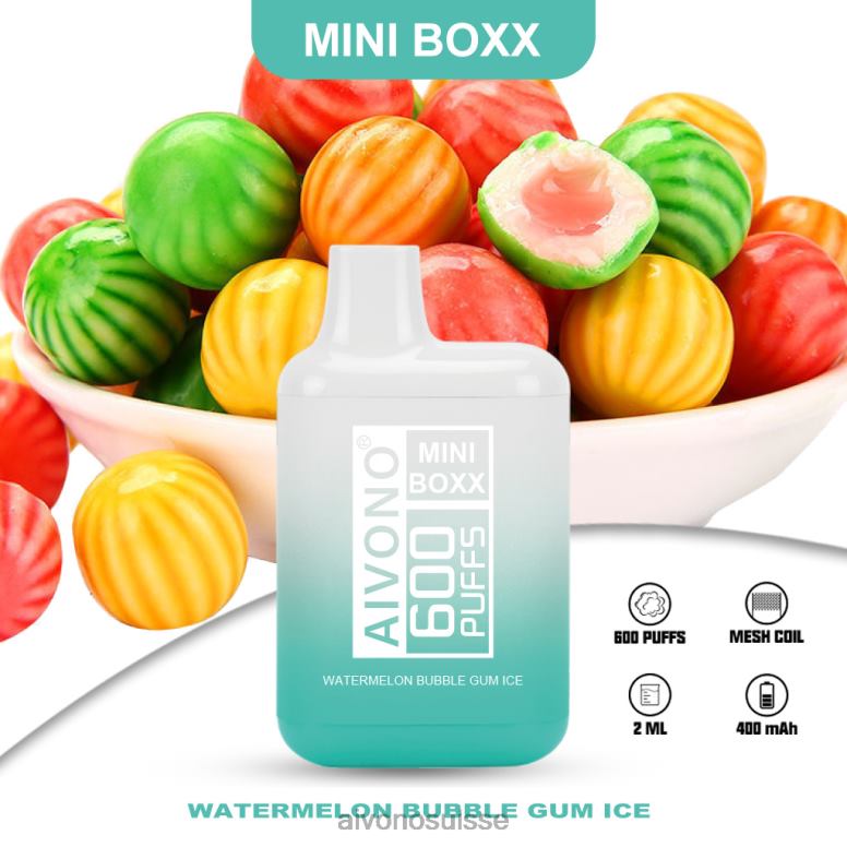 Aivono Vape Review - Aivono AIM MINI BOXX 600 glace bubble-gum à la pastèque L4RV0235