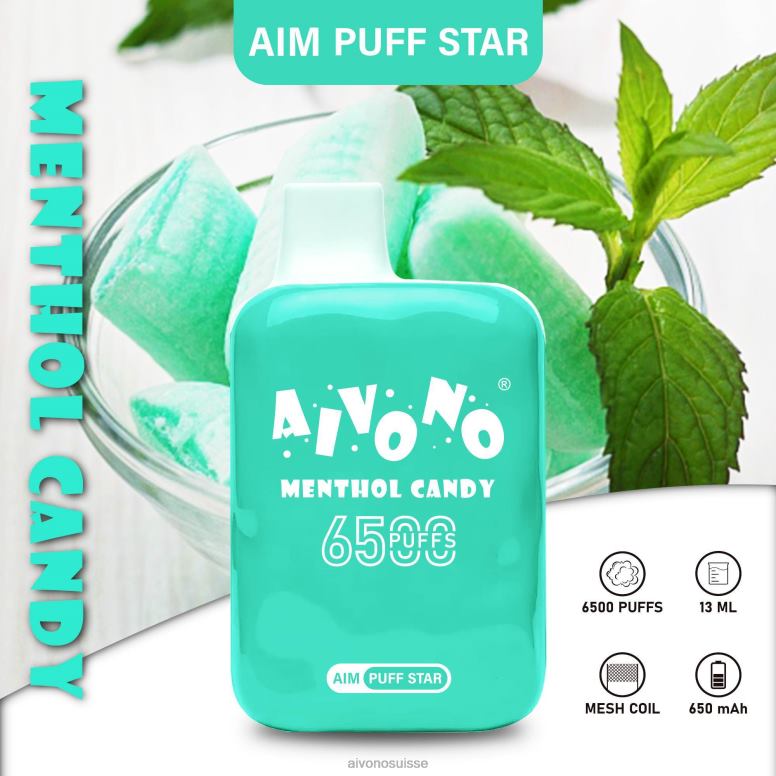Aivono Vape Review - Aivono AIM PUFF STAR 6500 bonbons mentholés L4RV0295