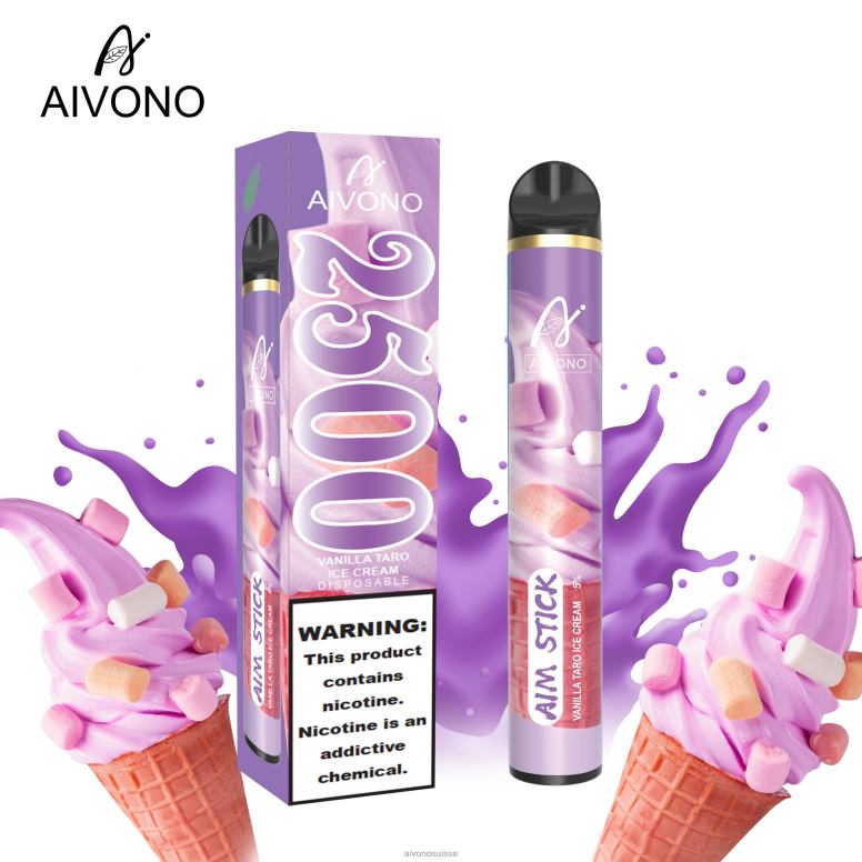 Aivono Vape Review - Aivono AIM STICK 2500 glace au taro et à la vanille L4RV0147