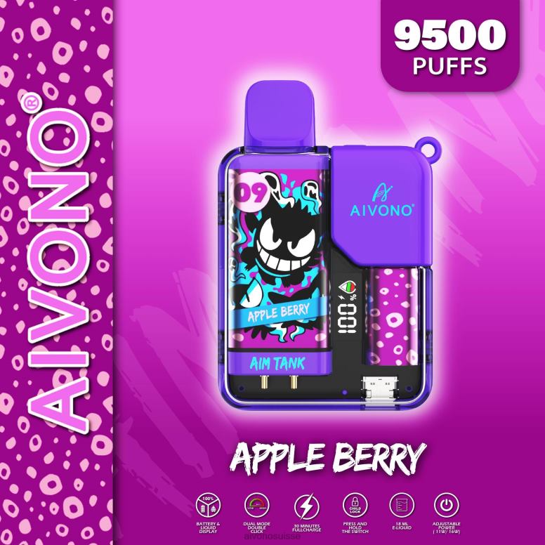 Aivono Vape Review - Aivono AIM TANK 9500 baie de pomme L4RV043