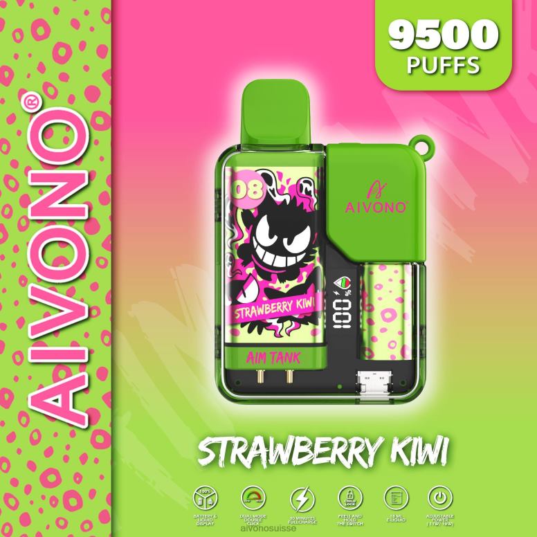 Aivono Vape Review - Aivono AIM TANK 9500 fraise-kiwi L4RV047