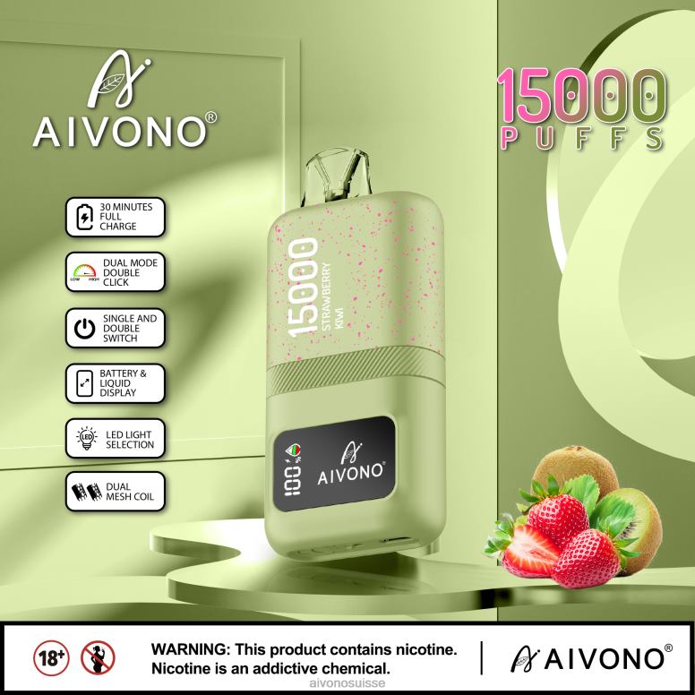 Aivono Vape Review - Aivono AIM magic 15000 fraise-kiwi L4RV063