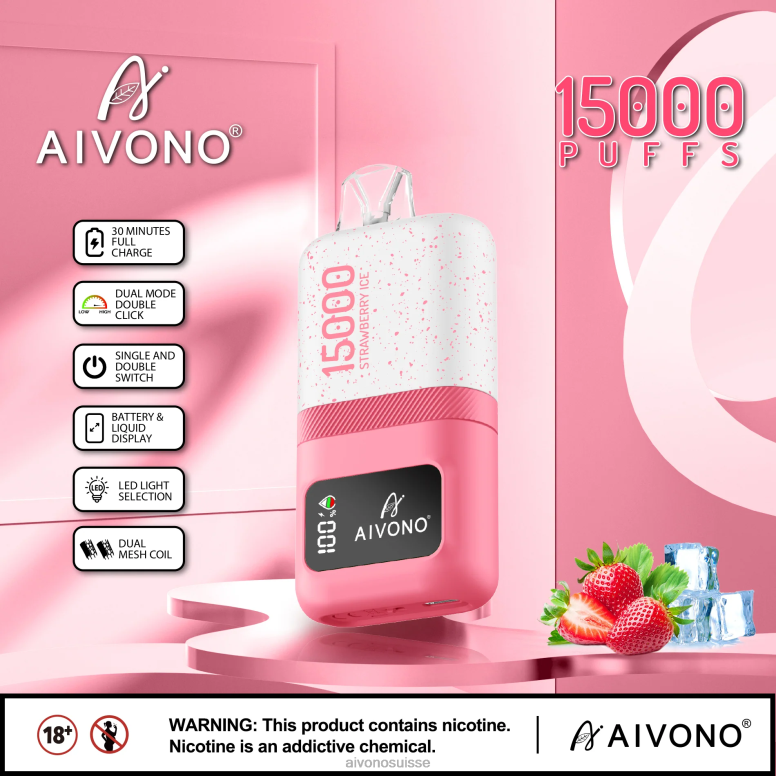 Aivono Vape Review - Aivono AIM magic 15000 glace à la fraise L4RV071