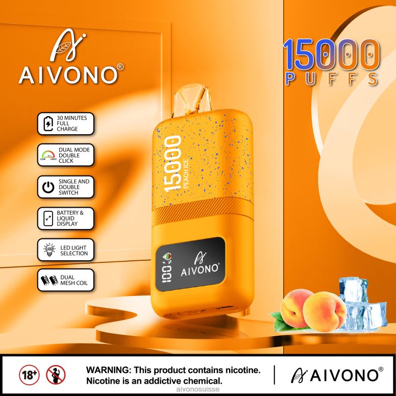 Aivono Vape Review - Aivono AIM magic 15000 glace à la pêche L4RV059