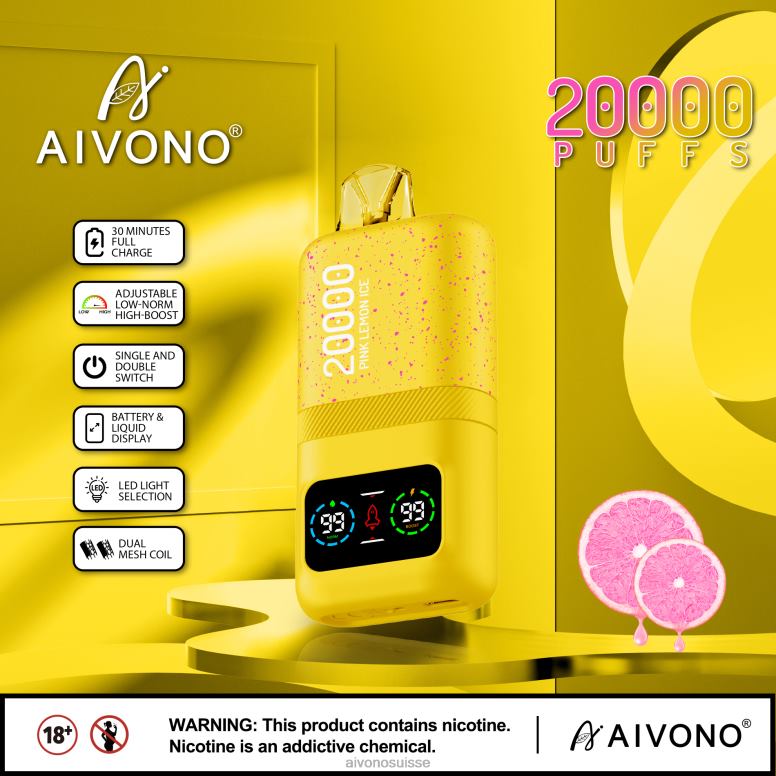 Aivono Vape Review - Aivono AIM magic 20000 glace au citron rose L4RV083