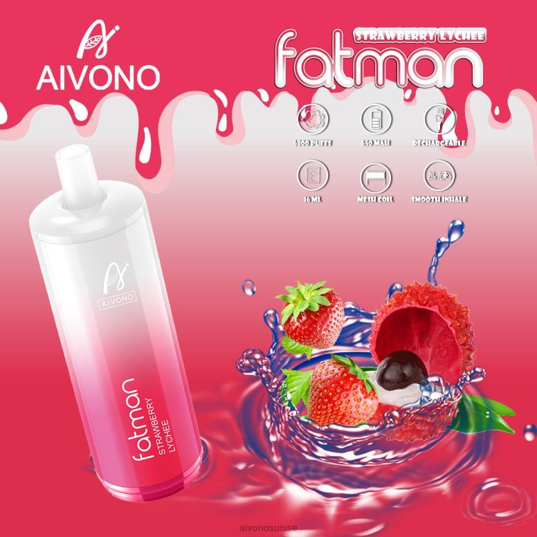 Aivono Vape Review - Aivono FATMAN 6800 litchi fraise L4RV023