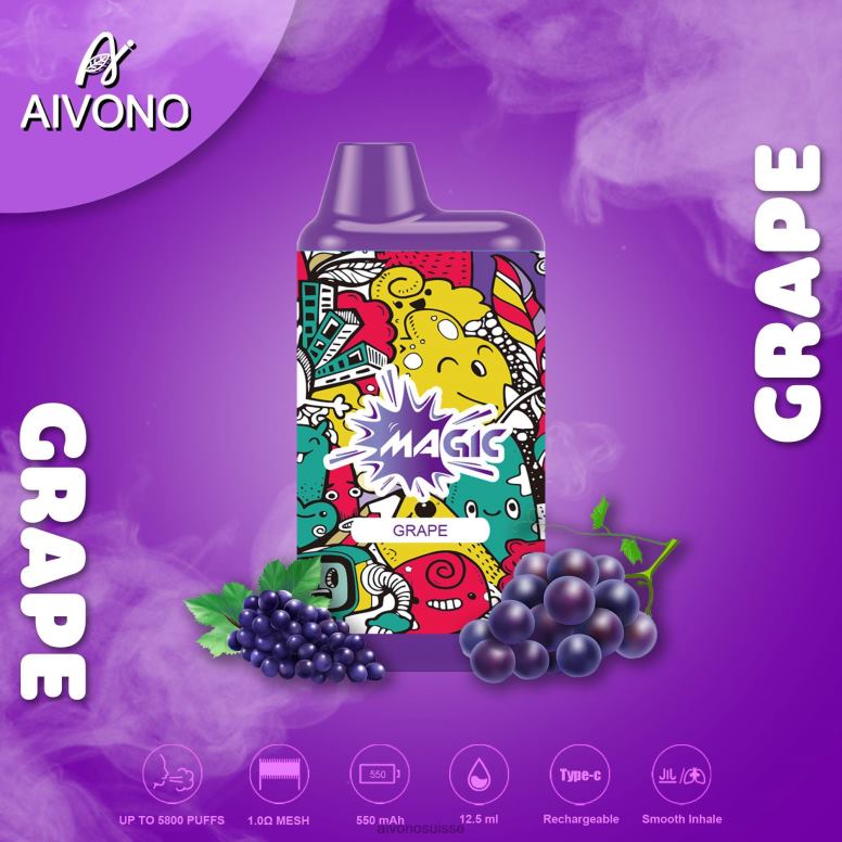 Aivono Suisse - Aivono AIM MAGIC cigarette de boîte de 5800 bouches raisin L4RV092